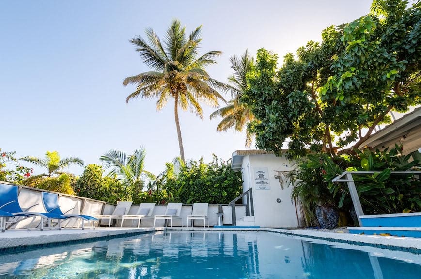 Pool and palms at Rincon Surf Club